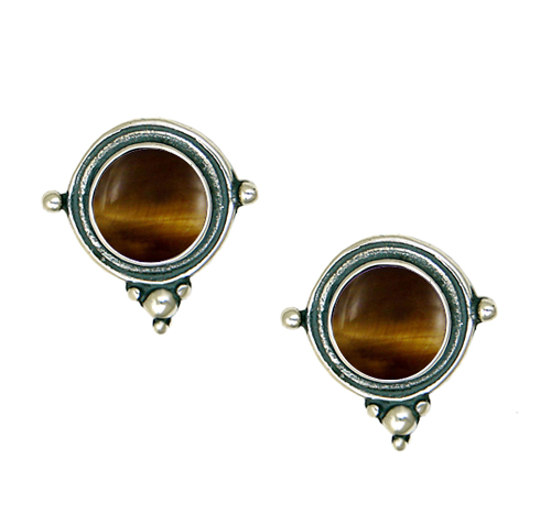 Sterling Silver Tiger Eye Post Stud Earrings